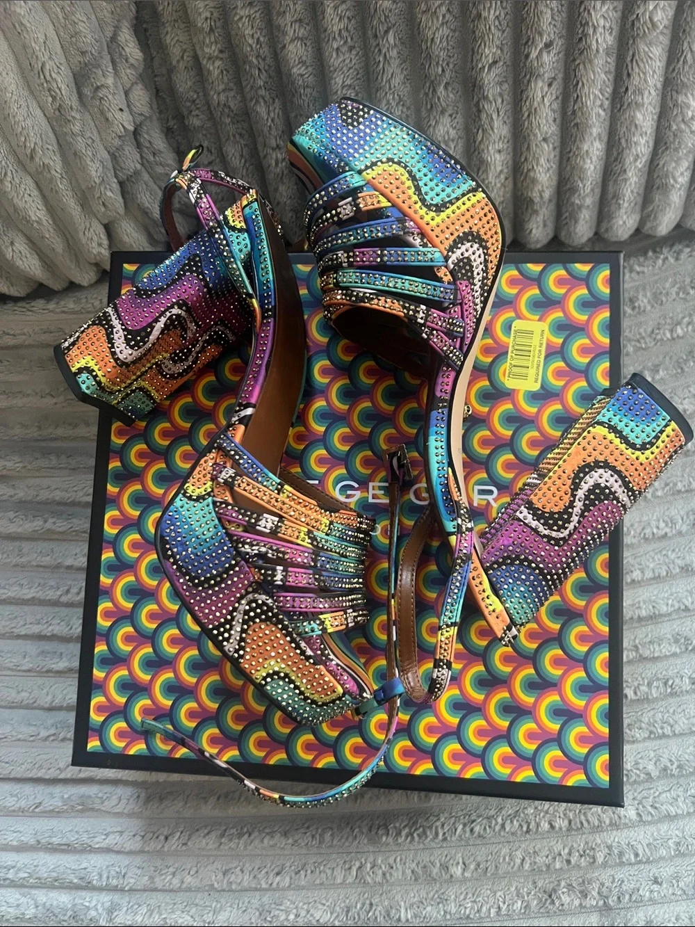 Kurt Geiger Rainbow Beaded Platform Sandals